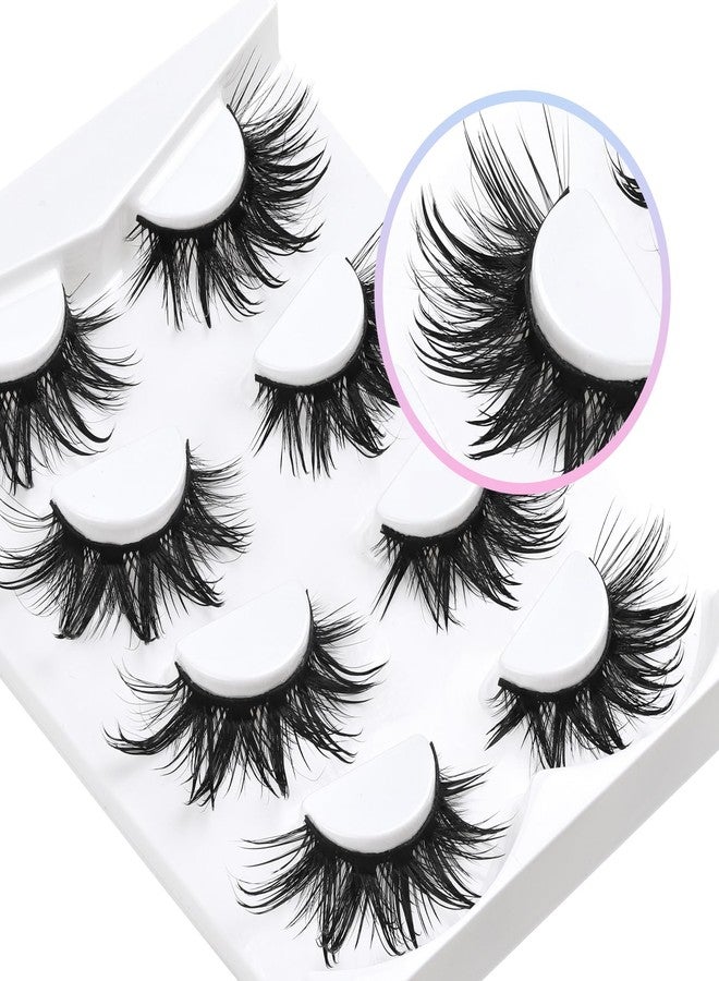 Losha 22mm Lashes Fluffy Eyelashes 3D Dramatic Long False Eyelashes Wet Look Manga Lashes Wispy Volume Faux Mink Lashes Cat Eye Lashes Soft Anime Fake Eyelashes 4 Pairs (Bold) - Image 5